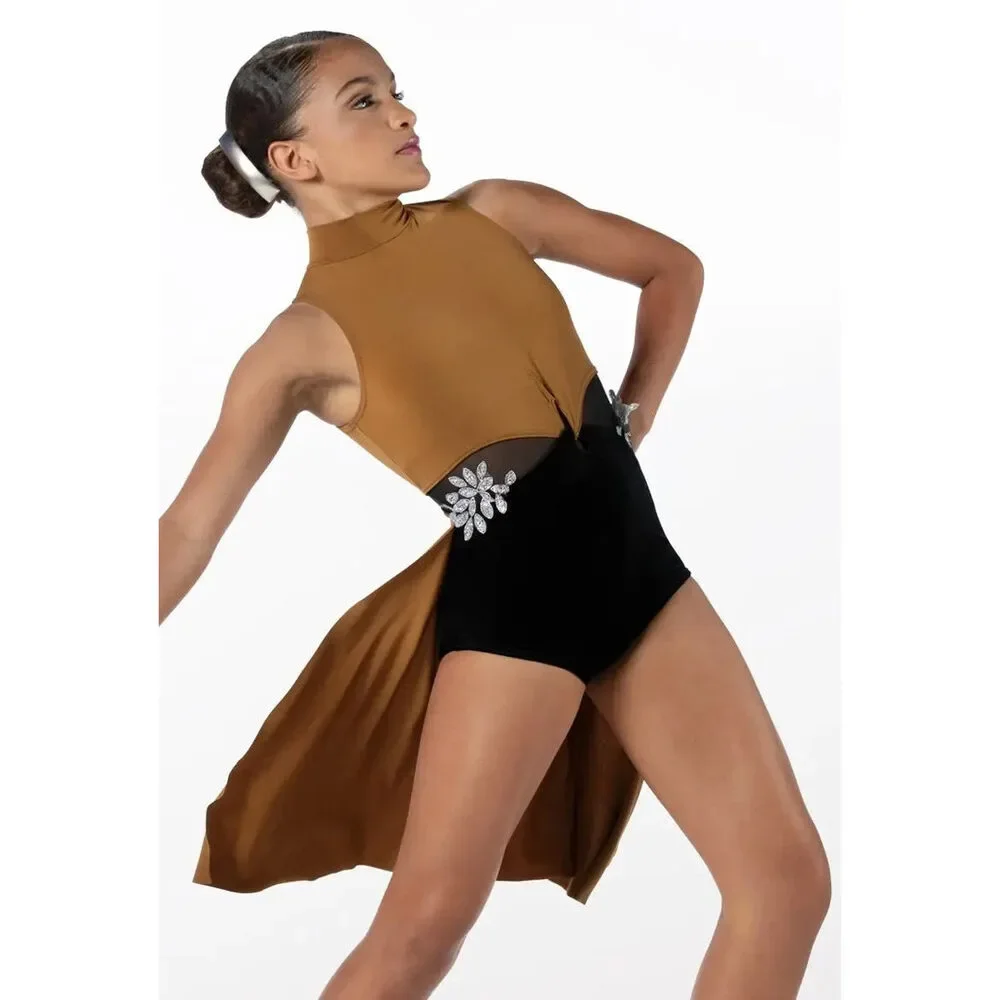 Pre-Owned Dance Costume Weissman 14719 Large Child Copper Appliques Lyrical Rhi